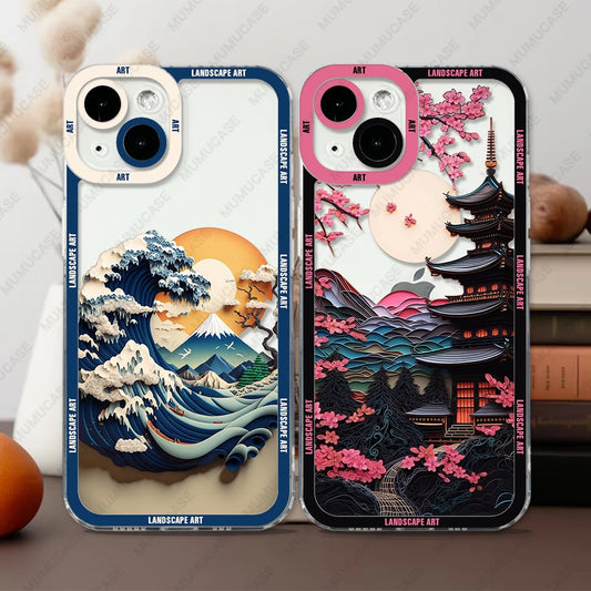 Case For iPhone 16 15 14 13 Pro Max 12 Mini 11 XS X XR SE 7 8 Plus Soft Cover Landscape Art - My Store